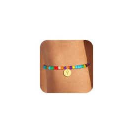 Fezodo Initial Bracelets for Women Girls, Colorful Initial Y Beaded Bracelets Teen Girl Gifts Trendy Stuff Cute Birthday Gifts for 4 5 7 8 9 10 11 12 13 14 15 16 Year Old Girls