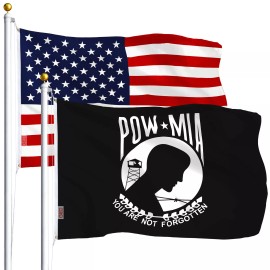 G128 COMBO PACK USA American Flag & POW|MIA Flag 3x5 Ft Printed 100D Not Forgotten