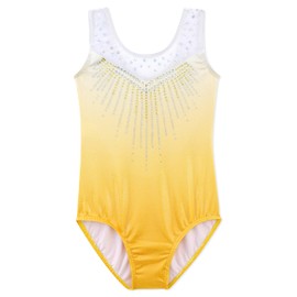 DAXIANG Kids Little Girls' One Piece Sparkly Gymnastics Leotard Practice Outfits Yellow 1-2T
