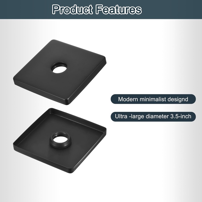 sourcing map Square Shower Arm Flange, 3.5" Stainless Steel Escutcheon