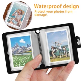 Mini Photo Album, Pack of 4 Photo Album with Key Ring, Leather, Small Photo Album for DIY 2 Inch Pockets, Photo Albums, Photo Book, Small for 20 Photos for Friends, Families