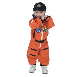 Aeromax Jr. Astronaut Suit with Embroidered Cap and NASA patches, ORANGE, Size 12/14