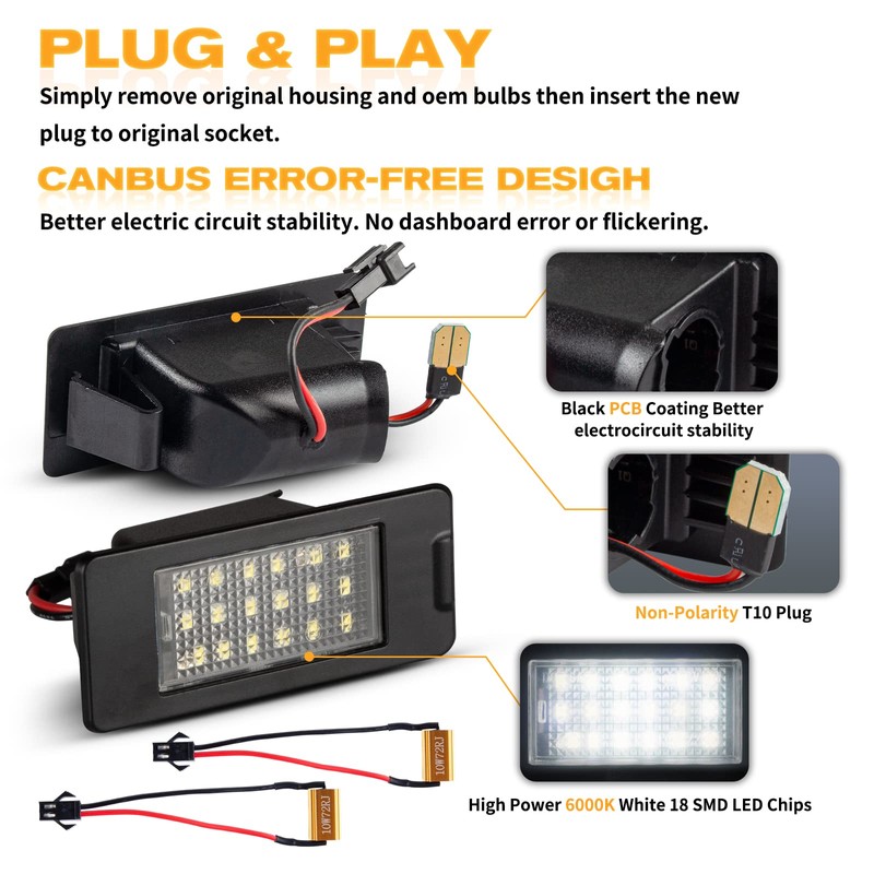 Gempro LED License Plate Lights Lamp Assembly, LED Rear Tag