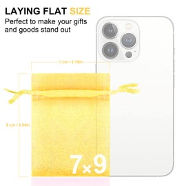 Septeamay Organza Bags 7 x 9 cm Pack of 120 for Filling, Organza Bags, Lavender Bags, Wedding Bags, Jewellery Bags, Gift Bag, Candy Bag – Golden