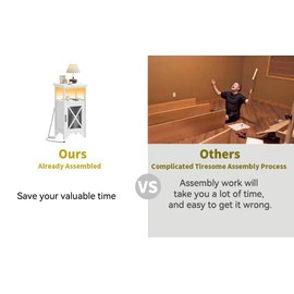 BECTSBEFF Fully Assembled Tall Nightstand with LED Light, Preassembled Tall End Table with Charging Station, No Assembly Needed Side Table with Storage for Living Room Bedroom-White