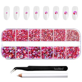 BEADSLAND - Diamantes de imitación para maquillaje, 2500 piezas de 8 tamaños, diamantes de imitación naranja AB con parte trasera plana para uñas y ma