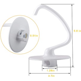 K45DH Dough Hook Compatible with KitchenAid 4.5 QT Tilt-Head Stand Mixers Attachments K45, K45SS, KSM75, KSM90, KSM95, KSM100, KSM103, KSM110, KSM111,KN15E1X,KSM150, KSM151, KSM155,KSM160