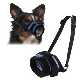 Coppthinktu Dog Muzzle Dog Mouth Guard, Soft Mesh Muzzles for Small Medium Large Dogs Mouth Cover, Adjustable Muzzles for Dogs to Prevent Biting Chewing Allows Panting Drinking (Blue M)