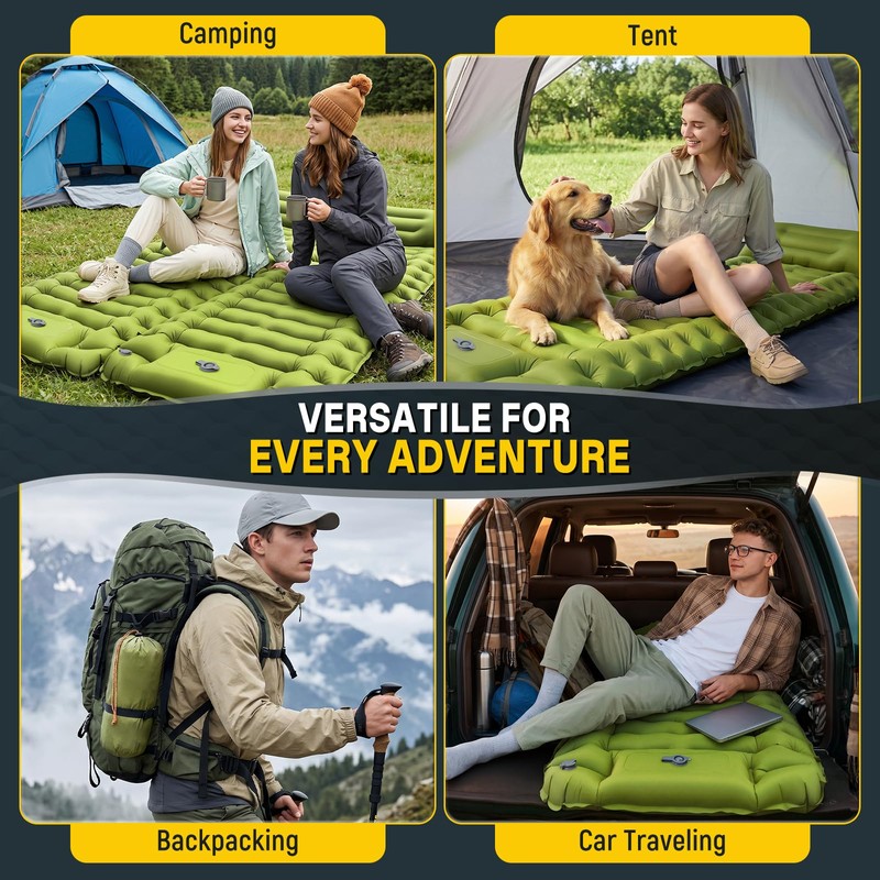 Sleeping Pad for Camping, Built-in Pump with Pillow