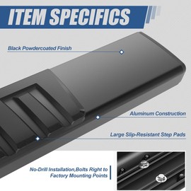 Auto Dynasty 6" Running Boards for 2007-2019 Chevy Silverado GMC Sierra 1500 2500 3500 Crew Cab (Exclude Diesel), Aluminum Nerf Bars, Black Powdercoated Side Step