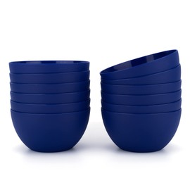 KX-WARE Plastic Bowls set of 12 - Unbreakable and Reusable 32oz/6 inch Plastic Cereal/Soup/Salad Bowls Navy Blue | Dishwasher Safe, BPA Free