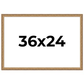 Poster Palooza 36x24 Traditional Antique Gold Wood Picture Frame - UV Acrylic, Foam Board Backing, & Hanging Hardware Included!