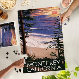 Monterey, California, Sunset and Beach (1000 Piece Puzzle, Challenging Jigsaw Puzzle for Adults, Made in USA)
