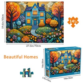 Chalzidar Jigsaw Puzzles for Adults 1000 Pieces, Interlock Perfectly Letter on Back No Dust, Home Decor Birthday Party Gift Toy for Men Women Elders Seniors, 1:1 Poster - Color House