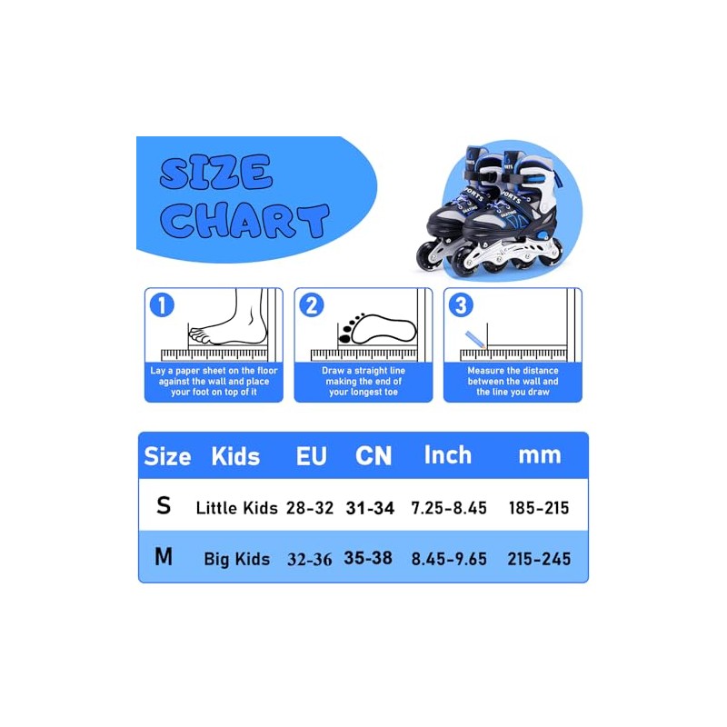 Inline Skates f√ºr Kinder Jungen M√§dchen Anf√§nger, 4 Size verstellbare