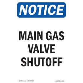 OSHA Notice Signs - Main Gas Valve Shutoff | 10 Pack of Decals | Protect Your Business, Construction Site, Warehouse & Shop Area | Made in The USA