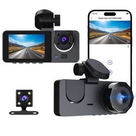 Dash Cam for Cars Front and Rear 1080P Full HD 5GHz WiFi Car Camera Cams In Car Camera Three Lens Dashcam for Cars Front+Cabin+Rear Night Vision, 170°Wide Angle, Loop Recording