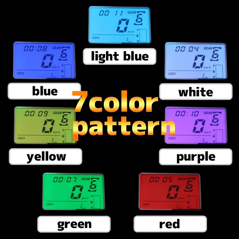 Universal Motorcycle LCD 7 Color Switch Multimeter All-in-One Digital Speedometer