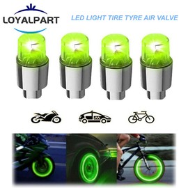 4Pcs Green Auto Wheel Tire Tyre Air Valve Stem LED Light Caps Cover Accessories