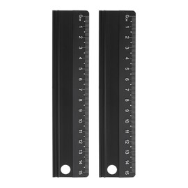 sourcing map 2pcs Cutting Rulers 15cm Metric Aluminum Alloy Straight Ruler Thickening Frosted Measure Ruler with Non-Slip Sponge Backing for Architects Artists Designers Classroom Office, Black