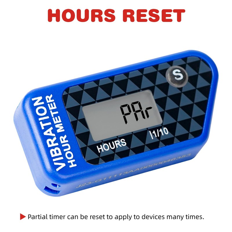 RileyFine Wireless Vibration Hour Meter Resettable Digital Maintenance Timer, User