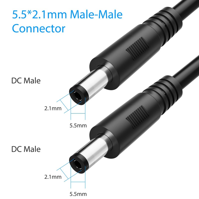 Male to Male DC Cable 12V Power Extension Cord 5.5mm
