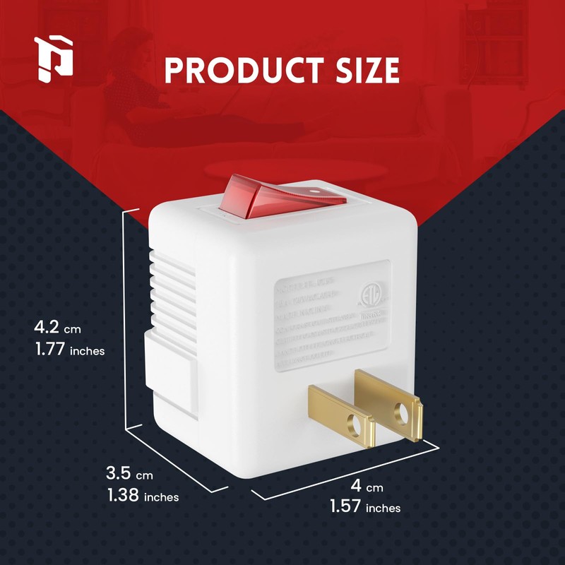 PLUGTUL 2 Prong Outlet Switch, Single Outlet with ON Off