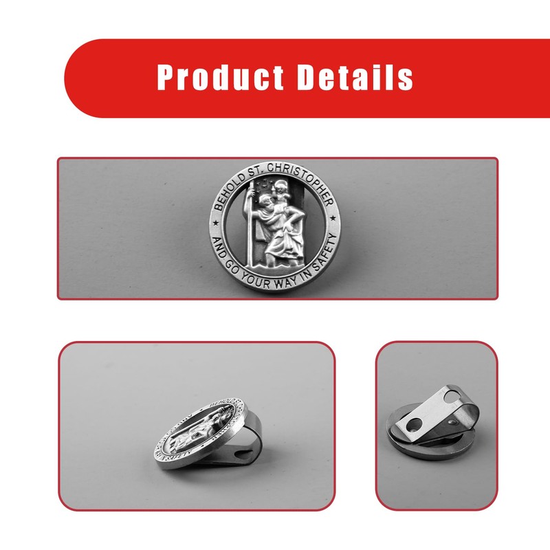 Bojueshaw 2PCS Catholic Car Sun Visor Clip Metal Badge –