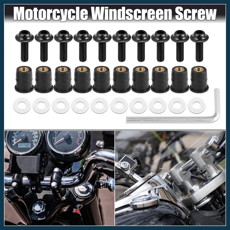 TUCKBOLD 10pcs M5 Motorcycle Windscreen Screw Fairing Windscreen Bolt Black
