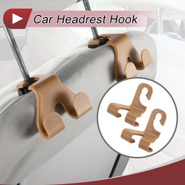 HEROFFIX 2 Pcs for Purses and Bags Handbag Grocery Bag Car Seat Headrest Hook Sturdy Car Seat Back Organizer Hooks Brown PP 3.39"x2.8"