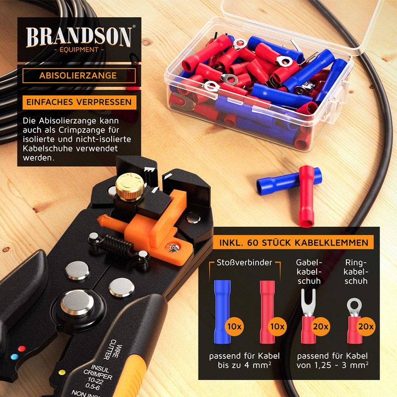 Brandson - Wire stripper - 10-24 AWG - self-adjusting -