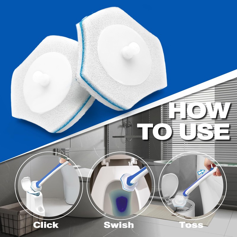JEHONN Disposable Toilet Brush with 48 Wand Cleaner Refills, Wall