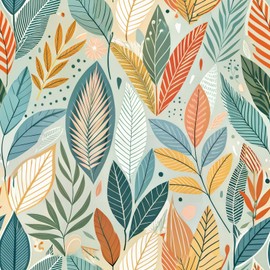 COKCOKR Colorful Leaf Wallpaper,17.71" x 236.2" Thicken Peel and Stick Wallpaper Waterproof Contact Paper Decorative Vinyl Wall Paper for Bedroom Living Room