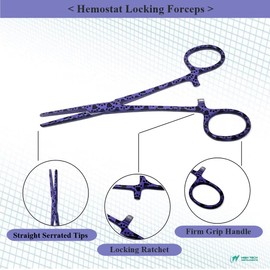 Dog/Cat Pet Ear Hair Puller 5.5" Hemostat Forceps Serrated STR Jaws Ear Care Forceps, Made of Stainless Steel-Helps In Cleaning Ear Nose Face Paws Hair-Multipurpose Works on All Kind of Hair, Purple