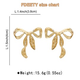FDEETY Bow Earrings Metal Girls Earrings Retro Simple Earrings Hypoallergenic Jewellery Girls Fashion Jewellery Gifts for Girls Birthday Gift Suitable for Dating, Zinc, No Gemstone