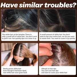 3PCS Temporary Hair Dye Comb, Hair Color Stick, Waterproof and Sweat-Proof Hair Dye Combs, Portable 2-In-1 Touch-Up Hair Colouring Combs for Women & Men Gray Hair Coverage (Natural Black*3)