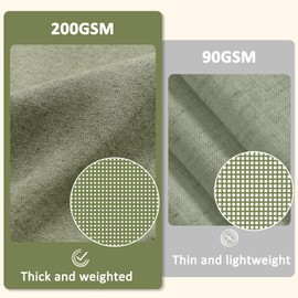 BOODII Sage Green Linen Fabric Shower Curtain with Liner Set for Bathroom Rustic Style with Mesh Top Window Heavy Duty 200GSM Textured Cloth Morden Farmhouse Double Shower Curtain with Hooks 72x72