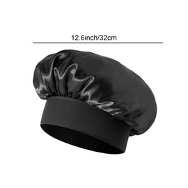 Wesoke 2pcs Satin Bonnet Silk Bonnets for Sleeping, Women Hair Bonnet for Curly Hair Braids, Large Sleep Cap Reusable Bath Shower Cap for Woman Men (Black)