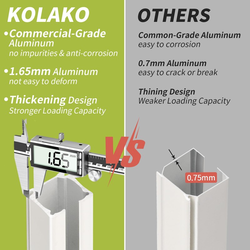 KOLAKO Ceiling Curtain Track, (3Ft-9Ft) Aluminum Curtain Track Wall Mount