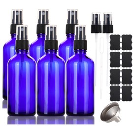 ALIFEIA 3.4 oz Glass Blue Spray Bottles,Small Empty Fine Mist Refillable Travel Spray Bottle for Cleaning,Perfume,Aromatherapy,Cosmetic Sprays,Hair,Essential Oils with Fine Mist Dispenser（6 Pack）