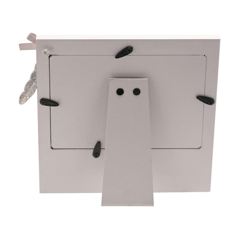 Grey Memorial Wooden Photo Frame with Feather Attachment 6x4 -