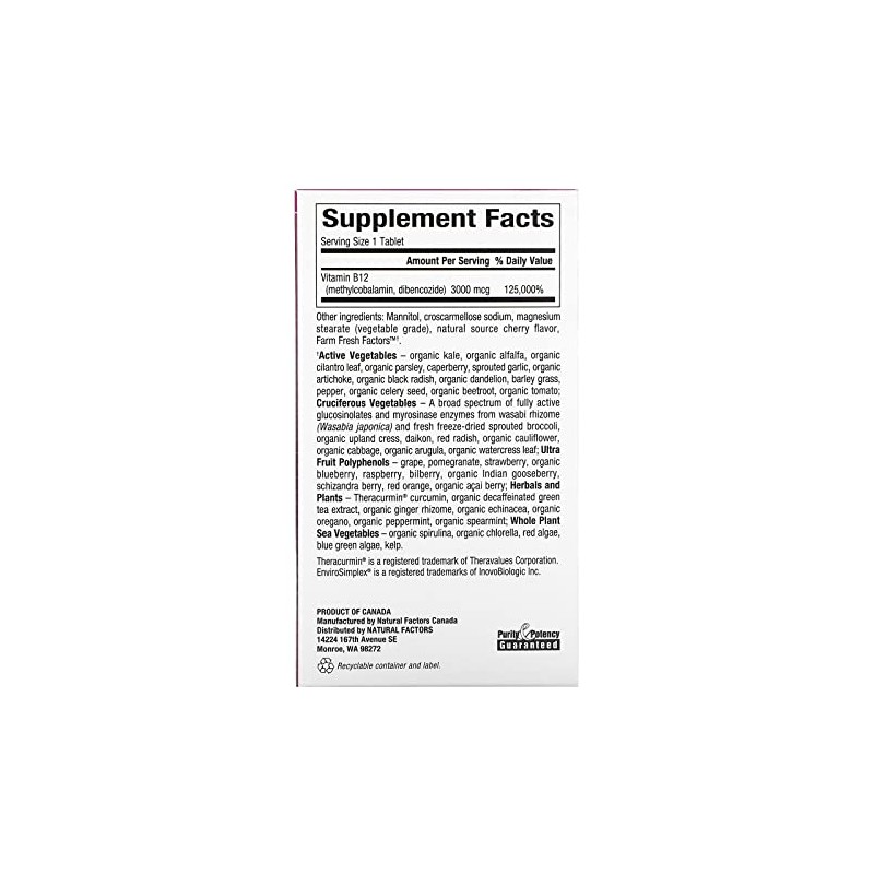Natural Factors Natural Factors BioCoenzymated Methylcobalamin & Dibencozide 3000 mcg
