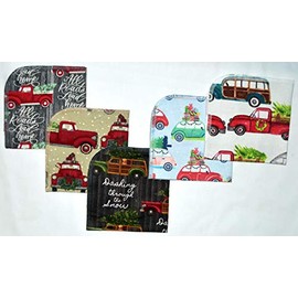 1 Ply Printed Flannel 12x12 Inches Set of 5 Holiday Travels - Proudly Made in the USA!