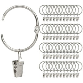 Ganchos para Cortina de Baño 50PCS con Anillos 1.5 Pulgadas, Argollas para Cortinas con Clips, Colgar las Bandanas Anillo Clips de Cortina Rustproof Vintage para Barra de 1.2 Pulgadas de Diámetro (50)