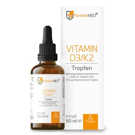 FürstenMED® Vitamin D3 K2 Drops - 50 ml - 1515 Vitamin D3 K2 High Dose in MCT Oil on Coconut Base (D3K2) - Vitamin K2 Drops - No Additives