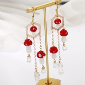 ZKBKJSPZJB Mushroom princess // mushroom earrings. Woodland earrings.Holographic Earrings……… (blue)