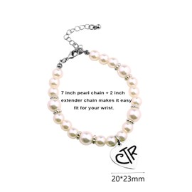 LDS Baptism Gift CTR Charm Bracelet Choose The Right Gifts for Girls (Pearl Bracelet)