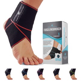 KINETIC EVOLUTION Adjustable Foot Brace - Elastic Ankle Brace for Men and Women, Sports Ankle Brace, Ankle Protection, Stabilises Ankle, Tennis, Running (Red 1 Piece)