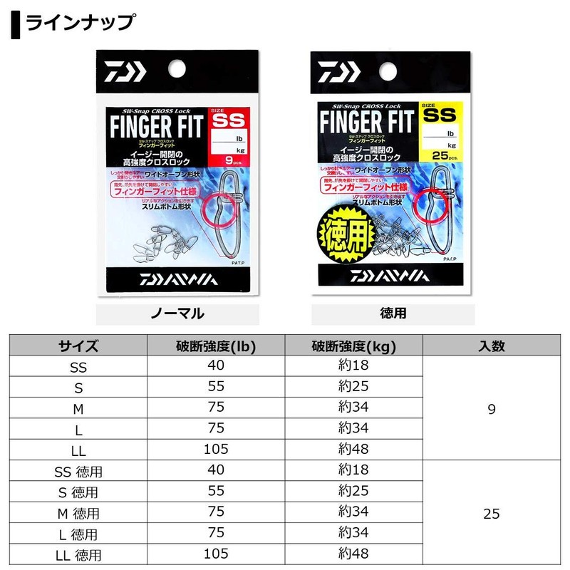 DAIWA SW Snap Cross Lock Finger Fit M Value