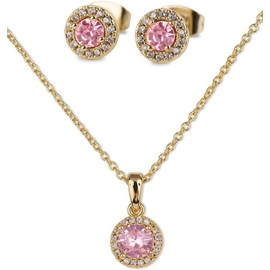 LuckyLy Set de Joyería para Mujer Oro 14K Collar y Aretes Regalos para Mamá
